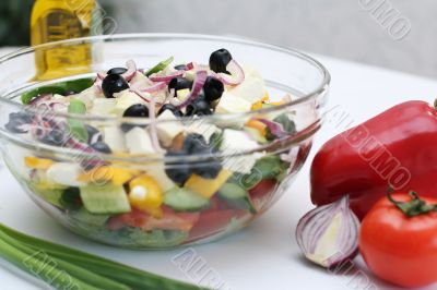 Multi-coloured vegetables for salad