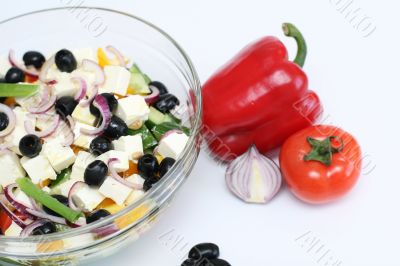 Multi-coloured vegetables for salad