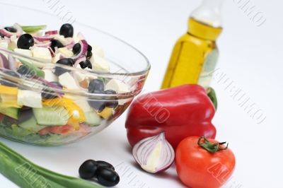 Multi-coloured vegetables for salad