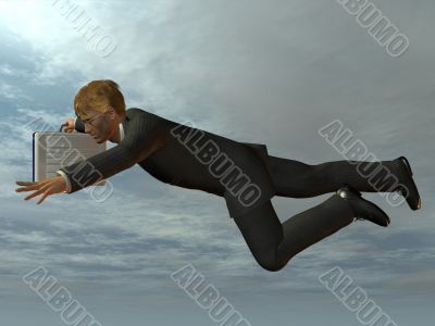 Businessman flying like superman