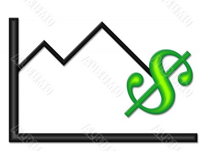 Down Graph with Green Money Symbol