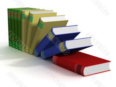 Falling books. 3D isolated image.