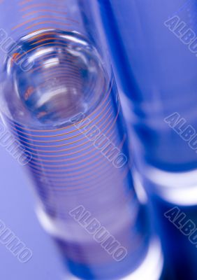 Blue chemistry vials