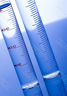 Blue chemistry vials