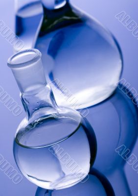 Blue chemistry vials