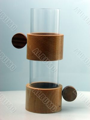 Two glass glasses in supports