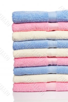 Multicolored towels stacked