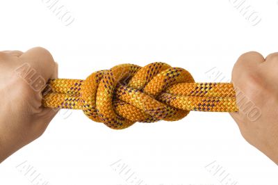 Knot in double rope with two fists