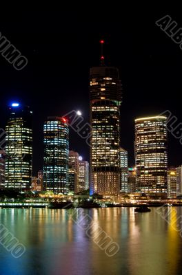 Brisbane River and City Skyline at Night