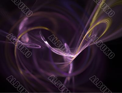 Abstract Smoke Swirl in Purple and Yellow on Black