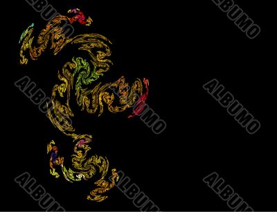 Abstract Chinese Dragon Image in Gold Against Black