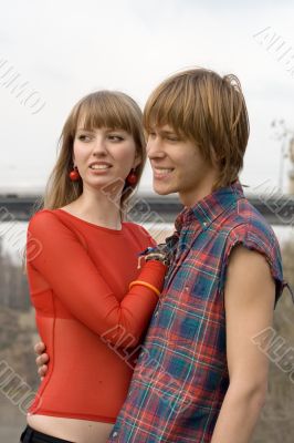 Young couple - the guy and the girl outdoor 9