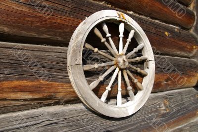 Wheel on a timbered wall