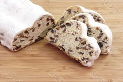 Sliced christmas stollen