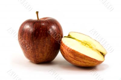 red apple and half