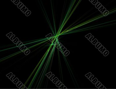 Abstract Laser Rays in Green Against Black
