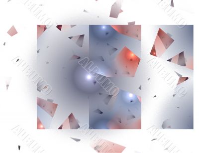 Abstract Shattered Glass Image in Blue and Red