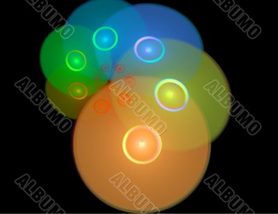 Abstract Colorful Spiral of Compact Discs Against Black Backgrou