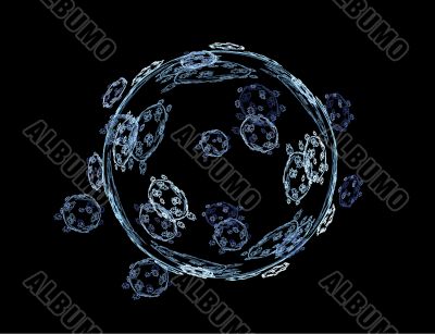 Abstract Blue Moon in a Black Sky
