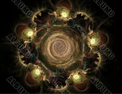 Abstract 3D Vortex Swirls on Black