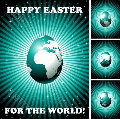 easter greeting card with globe egg