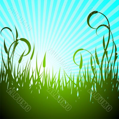 vector spring illustration with green flower