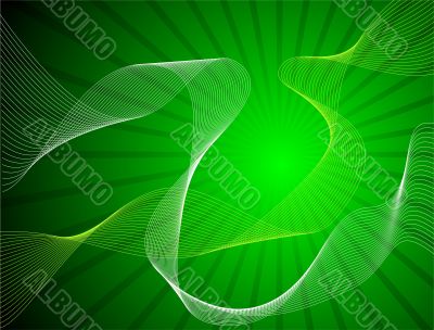 green shine background with white and yellow waves