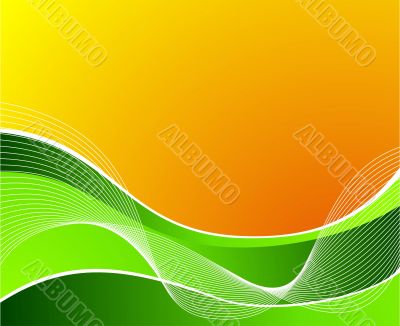 green wave on orange background