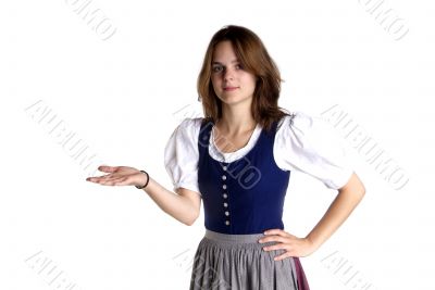 woman in Dirndl shows