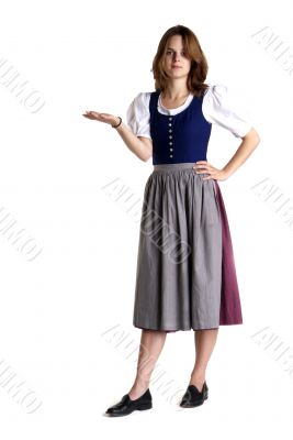 woman in Dirndl shows