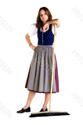 woman in Dirndl sweeps