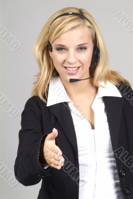 woman with headset