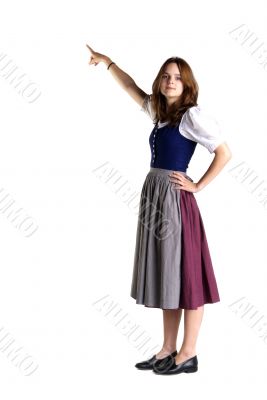 woman in Dirndl shows