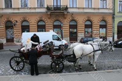 Coach on an old street