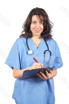 Female doctor writing