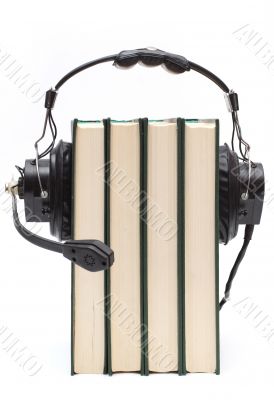 headphones and books