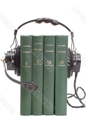 headphones and books