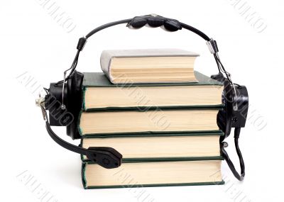 headphones and books