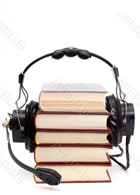 headphones and books