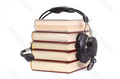 headphones and books