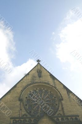 Round Stained Glass Window in Old Chester Church