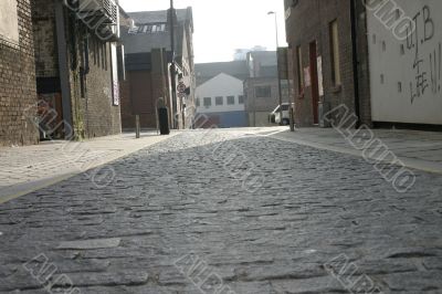 Cobbled Back Street in Liverpool