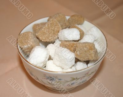 Brown and White Rock Sugar