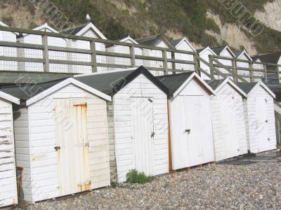 White Beach Huts on the Devon Coast