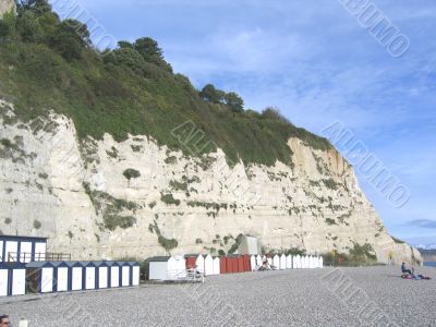 Blue and Red Beach Huts