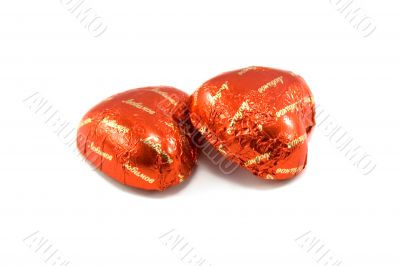 two chocolate hearts