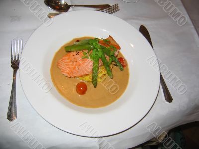 Poached Salmon Fillet and Asparagus