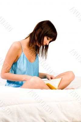 Reading while sitting on the bed