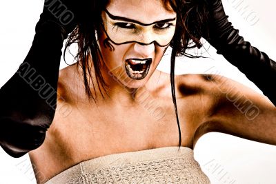 Futuristic girl screaming