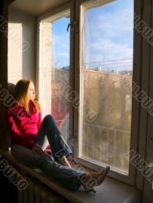 Woman near window